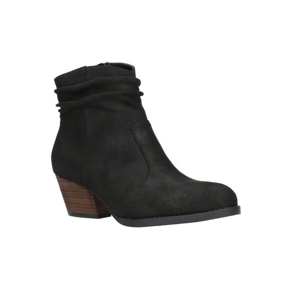 BELLA VITA Womens Black Slouch Western Style Helena Stacked Heel Booties 8 M